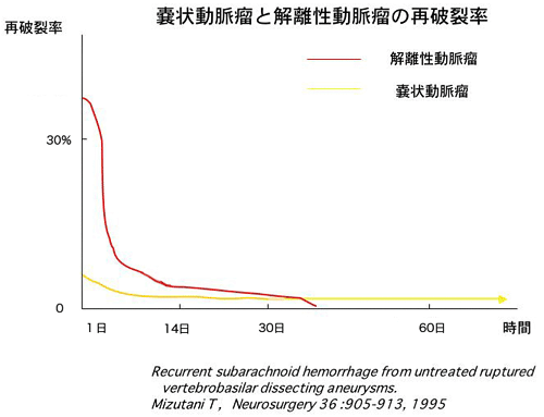 嚢状動脈瘤と解離性動脈瘤の再破裂率